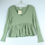 Olivia Rae Green Long Sleeve Peplum Shirt Womens Size L - NEW Photo 0