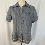 Coppagallo Linen Blend Outfit Set Embellished‎ Details Capris Medium Blouse Gray Photo 2