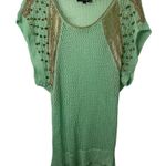 Downtown Coalition Mint Green Knit Top with Gold Accents Size M Photo 0