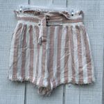 Umgee  Medium Striped Shorts Pink White Freyed Edge Summer Casual Photo 0
