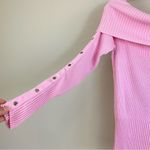 Cache  Pink Off-the-Shoulder Y2K Ribbed Sweater Size M Photo 2