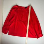 J.Crew Red Blouse Large Long Sleeve Keyhole Office Holiday Workwear Romantic Photo 8