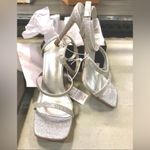 Stilettos NWT MYSOFT Silver Sparkly Women's Size:8 Square toe 4” w/ Ankle Strap Photo 2