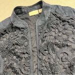 Chico's Chico’s Navy Blue Lace Open Front Lightweight 100% Linen Jacket Blazer Small EUC Photo 5