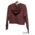 PINK - Victoria's Secret PINK‎ Victoria's Secret Cropped Hoodie Waffle Knit Long Sleeve Burgundy XS Photo 1