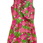 Vineyard Vines for Kentucky Derby Silk Dress Pink Green Floral Ruffle Sz 6 Green Photo 0