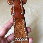 Vintage Brown Leather Belt Contrast Stitching Wood Bead Detail Boho Western 30 Photo 6