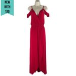 Rolla Coster Cold Shoulder Faux Wrap Maxi Dress Red Size S Photo 1