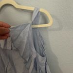 Maven West  Blue Ruffle Linen-like Top Photo 1