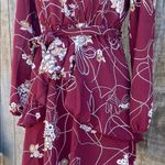 New UGUEST Burgundy & Cream Floral Long Sleeve V Photo 4