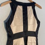 Shimmer Gold Tan Satin Halter Dress Black Trim Date Night Glam Party Y2K Size 6 Photo 2