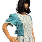 vintage Aqua & white Daisy overlay dress circular skirt size large Blue Photo 3