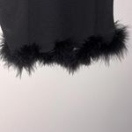 Black Spaghetti Strap Crop Top Boa Fur Trim Holiday Party Club Festival Size M Photo 2