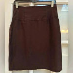 Eileen Fisher  Chocolate Brown Pull On Washable Stretch Crepe Skirt Size Medium M Photo 2