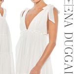 Mac Duggal Ieena x  - White Tiered V-Neck Plunging Maxi Dress - Size 6 70188 Photo 3