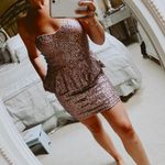 Arden B  Blush Sequin Peplum Mini Dress Photo 3