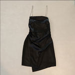 ZARA  Satin Black Mini Dress With Sparkling Straps Photo 4