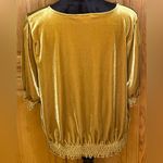 Madewell  Velvet Smocked Crossover Wrap-Style Top Blouse in Antique Gold‎ Size XL Photo 10