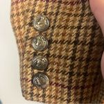 Ralph Lauren Wool Jacket Womens 16 Brown Houndstooth Plaid Equestrian Riding Zip Photo 2