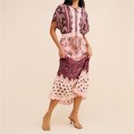 Farm Rio Glam Tapestry Burgundy Laces Short Sleeve Maxi Dress Size M Photo 1