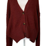 Free People rust red button front knit cardigan sweater size S Photo 0