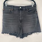 American Eagle  Black 90s Boyfriend Distressed CutOff Hi Rise Denim‎ Shorts Sz 12 Photo 1