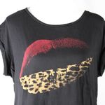 Cotton On 2010s Black Crop Top Kiss Graphic Red Burgundy Lips Leopard Medium Edgy Photo 3