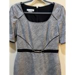 Kay Unger  Dress Designer Black White Tweed Lined Buckle Size 10 Cocktail Career Photo 5