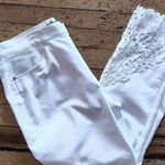 Premise Asymmetric Lace Hem Detail Capri Pants Cotton Blend White Size 12 Photo 0