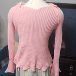 Jessica Simpson Pink Ribbed Knit Sweater with Shoulder Cutouts By Photo 4