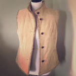 Eddie Bauer Tan SEATTLE SUEDE Faux Fur lined vest, Small, NWOT Photo 1