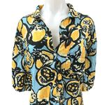 ZARA Women's Multicolor Fruit Print Oversized Short Sleeve Button Up Shirt Top L Photo 2