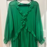 ZARA  Green Dress with Ruffle Accents Photo 2