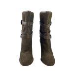 Coach  Alexandra Fatigue Green Suede Midcalf Buckle Heel Bootie Boots Size 8 Photo 2