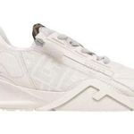 Fendi  Flow Logo Leather Zip-Up Low-Top Running Sneakers White Womens Size 40/9.5 Photo 0