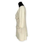 ZARA | Small | Ivory Tweed Longline Raw Edge 3/4 Sleeve Open Front Jacket Photo 4