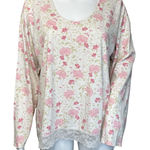 Garnet Hill Shirt Womens Large Pink Floral Flower Organic Cotton Lace Bloomcore Photo 0