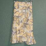 Vintage butterflies and flowers skirt pastel yellow midi length Size XL Photo 1