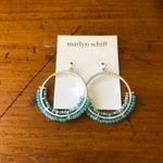 Marlyn Schiff Silver Tone Turquoise Beaded Hoop Trendy Earrings Hook Clasp New Photo 8