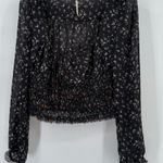 Free People  Flowy Boho‎ Floral Smocked Milkmaid Lightweight Blousesize M Photo 0