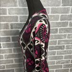 Tory Burch  Dabney Cardigan Sweater 100% Wool Ikat Print Black Pink Size Small Photo 8