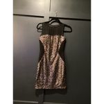 Aidan Mattox  Illusion Sequined Sheath Mini Dress Sleeveless Black Gold US 0 Photo 1