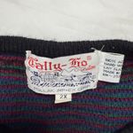 Vintage Tally Ho Womens Cardigan Sweater Size 2X Green Black Plaid Gold Buttons Photo 2