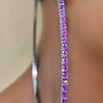 Stunning Lavender sliver plated hoop earrings Purple Photo 0