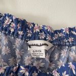 American Eagle Women's Blue and White Floral Smocked Baggy Crop Top Photo 4