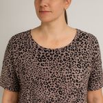 Apt. 9  Cheetah Leopard Animal Print Short Sleeve Knit Blouse Black Large Photo 0