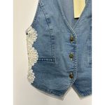 Ramy Brook  Ellis Lace Panel Denim Vest Blue Cotton Size 4 NWT Boho Waistcoat Photo 4