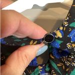 ZARA Blue Multicolor Floral Long Ruched Sleeve Mock Neck Blouse Women Sz S Photo 10