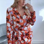 ZARA Floral Satin Dress Photo 5