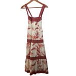 By The River Women's Medium Midi Dress Sleeveless Tropical Print Casual White Photo 5
